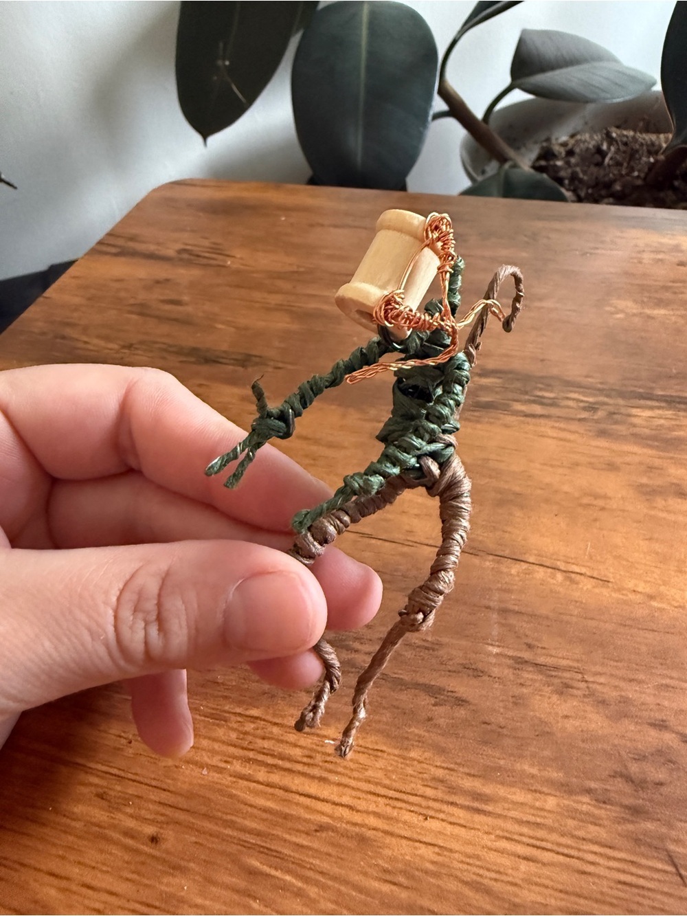 Handcrafted Green and Brown DIY whimsical Reptile creature decor